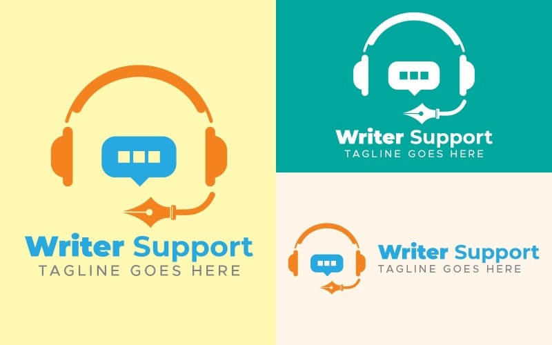 writer support logo template original