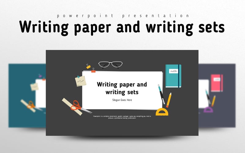 writing paper and writing sets powerpoint template original