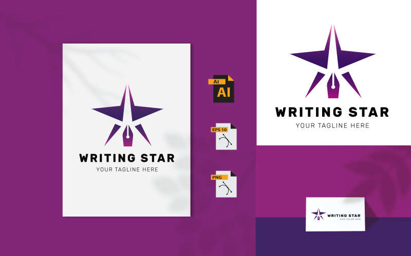 writing star logo design template original