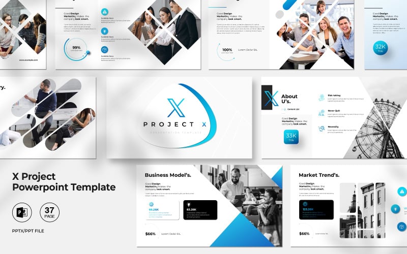 x business project powerpoint template original