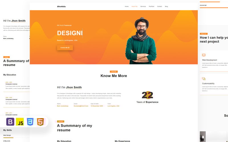 xportfolio personal cv resume portfolio landing page template original