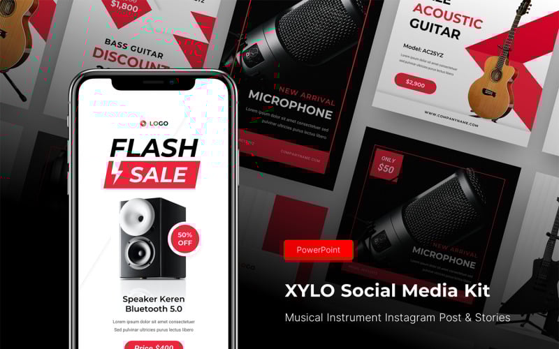 xylo musical instrument instagram post amp stories powerpoint template original