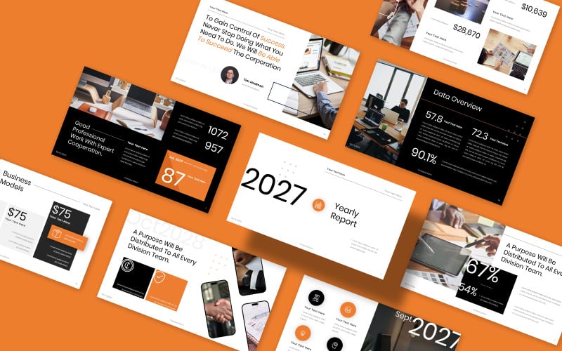 yearly report annual statistic presentation powerpoint template original