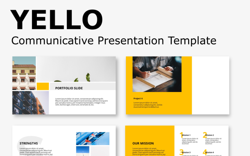 yello communicative presentation template powerpoint template original