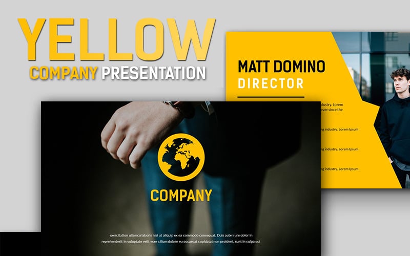yellow company business presentation powerpoint template original
