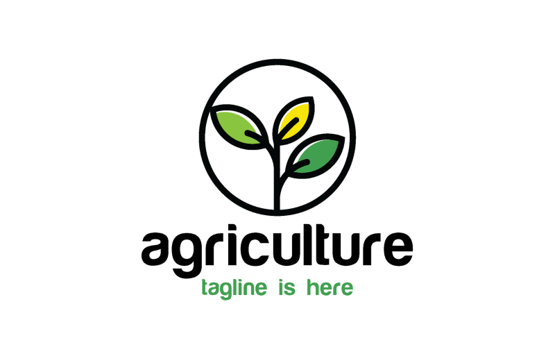 yellow leaf agriculture logo template original