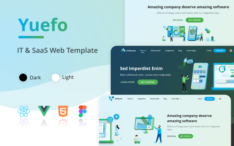 yuefo react vue html figma it saas app landing page template original