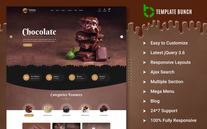 yummy chocolate responsive prestashop theme for ecommerce original