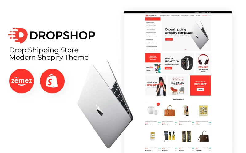 dropshop drop shipping store modern shopify theme original